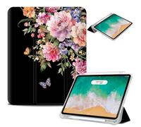 Vimorco for iPad 9th/8th/7th Generation Case 10.2 Inch, for iPad Pro 10.5 Inch Case Pencil Holder/2 Viewing Stands/Typing Stand/Slim for iPad Pro 10.5 Cover/iPad Air 3rd Generation Cover, Pink Flower