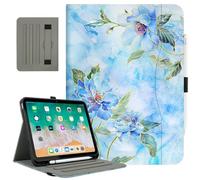 Vimorco for iPad A16 Case 11 Inch, for iPad 10th Generation Case with Pocket & Pencil Holder 10.9 Inch, Multi-Angle Viewing Leather iPad A16 11th Generation Cover, Blue Flower