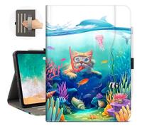 Vimorco for iPad Air M4/M3/M2 11 Inch Case 2026/2025/2024, for iPad Air 5th/4th Gen Cases 10.9-inch, for iPad Pro 11 Inch Case 4th/3rd/2nd/1st Generation, Pencil Holder/Hand Strap/Pocket, Diving Cat