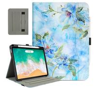 Vimorco for iPad Pro 11 Inch Case 4th / 3rd / 2nd / 1st Gen, Case for iPad Air 5th/4th Generation 10.9 Inch, for iPad Air 11 Inch M3/M2 Leather Cover with Pencil Holder&Pocket&Multi-Angle, Blue Flower