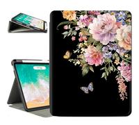 Vimorco iPad Air 11 Inch Case, Pink Flower M3/M2 2025/2024, 5th/4th Generation 10.9-inch, Soft PU Leather Back Cover, Multi-Angle Viewing, Floral Butterfly