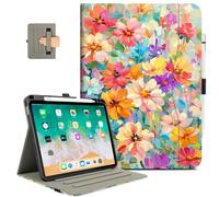 Vimorco Leather Case for iPad Air 4th/5th 10.9, for iPad Air 11 6th M2, for iPad Pro 11 inch 4th/3rd/2nd/1st Generation Cover,Pencil Holder&Handle&Pocket,Multiple Stand Protector, Oil Painting Flowers