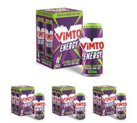 Vimto Energy Drink - Original Flavour - Natural Caffeine & B Vitamins - 4 x 500ml Multipack Cans - HFSS Compliant - Fruity Energy Boost, Sparkling Juice Drink (Pack of 4)