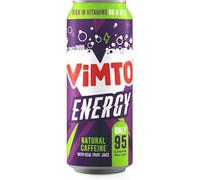 Vimto Energy Drink, Original Flavour, Natural Caffeine with Real Fruit Juice, High in Vitamins B6 & B12, 500ml Can
