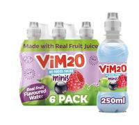 Vimto Kids Vim2o Flavoured Water Drink - No Added Sugar - Grape, Blackcurrant & Raspberry - Vitamin C - 6 x 250ml Resealable Bottles - Lunchbox Friendly - Vegetarian