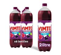 Vimto Original No Added Sugar Real Fruit, Blackcurrant, Grape, Raspberry Fizzy Sparkling 2L drink (pack of 8)