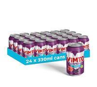 Vimto Original Real Fruit, Blackcurrant, Grape & Raspberry - No Added Sugar Fizzy Fruity Soft Drink - Multipack Cans (24 X 330ml)