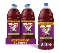 Vimto Real Fruit Squash Original No Added Sugar - Low Calorie Mixed Fruit Juice Cordial Drinks - Blackcurrant, Grape, Raspberry - Multipack 3 Litre Bottles (pack of 6)