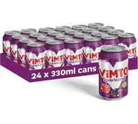 Vimto Sparkling Mixed Fruit Still Drink, Made with Real Fruit Juice (24 x 330ml Cans, Original)