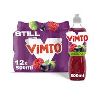Vimto Original Real Fruit Juice for Rehydration, Blackcurrant, Grape & Raspberry Still Ready-to-go Multipack Drinks 500ml Bottles (case of 12)