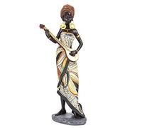 Vimtrysd 12'' African Sculpture Home Decor, Musician African Statues and Sculptures, Exotic Tribal Lady African Art Piece for Home Living Room Shelf Decor