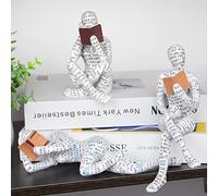 Vimtrysd 3Pcs Home Decor Pulp Reading Women Figurines Thinker Statue Aesthetic Sculptures Room Decor Abstract Decoration on Desk Shelf Table Bookshelf for Living Room Office Bedroom