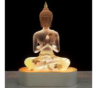 Vimtrysd Buddha Statue with LED Light Base, 7'' Seated Small Figurine Collectibles Meditation Decor, Transparent Sculpture Ornaments for Spiritual Living Room, Yoga Zen, Home Decoration