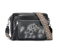 VIMUTI Crossbody Bags for Women Trendy, Vegan Leather Crossbody Purses Travel Shoulder Handbags Embossed Design, Black