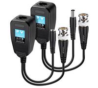 VIMVIP HD-CVI/TVI/AHD Passive Video Balun with Power Connector and RJ45 CAT5 Data Transmitter 1 Pair