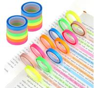 Vin Beauty 12 Rolls Highlighter Tape, Removable Neon Fluorescent Strips Removable Transparent Sticky Notes for Students Teachers Reading Class Study Essentials