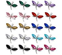 Vin beauty 20 Pcs Dragonfly Charms for Jewellery Making Mixed Color Insect Pendants Alloy Crafting Diy Necklace Bracelet Earring Crafting, Blue, Green, Purple, Rose, White