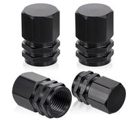Vin Beauty 4 Pcs Universal Aluminium Tire Stem Valve Caps, Black, Compatible with Car, Truck, SUV, Motorbike, Bicycle