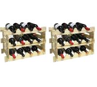 Vin Bouquet FIC 163 Modular bottle rack. Wooden bottle rack for 12 bottles (Pack of 2)