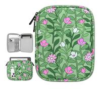 Vinabilia 6-7 Inch Protective Sleeve Carrying Case for 7" Kindle Paperwhite and Kindle Colorsoft Signature Edition, 6" Kindle, 6" Kobo Clara BW/Colour, 7" Kobo Libra Colour/E-Reader, Cyan+Flower