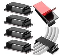 Vinabo 10 Pcs Cable Holder Clips,Self Adhesive Cable Management Clips, Cable Organisers Wire Clips Cord Holder for Home, Office, Car, Nightstand, Desk Accessories (Black)