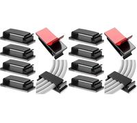 Vinabo 10 Pcs Cable Holder Clips,Self Adhesive Cable Management Clips, Cable Organisers Wire Clips Cord Holder for Home, Office, Car, Nightstand, Desk Accessories (Black) (Pack of 2)