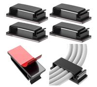 Vinabo 10 Pcs Cable Management Clips,Self Adhesive Cable Clips, Organisers Wire-Clips Cord Holder for Home, Office, Car, Nightstand, Desk Accessories-Black