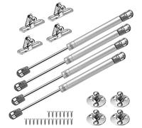 Vinabo 4 100N gas springs, gas pistons for doors, furniture jack, cabinet hinge, hinge damper for kitchen cabinets, silver/black