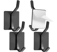 Vinabo 4-Piece Adhesive Hooks, Strong Self-Adhesive Double Hooks for Cupboards,