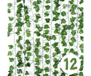 Vinabo Artificial Ivy Room Decoration, 12 x 2.1 m Artificial Ivy Plant, Ivy Garland for Bedroom, Kitchen, Patio, Swing, Wedding, Office, Party, Christmas, Halloween, Green