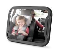 Vinabo Baby Car Mirror, Anti-dropout Baby Mirror with 360° Adjustable Rotation, Unbreakable to Fit All Rear Car Seats Essential Young Parents, 27.5 * 17.5, Black