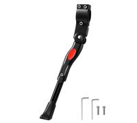 Vinabo Bicycle Stand, Adjustable Bicycle Stand Made of Aluminium Alloy, Bicycle Side Stand, Height Adjustable with Non-Slip Rubber Foot, for 24-27 Inch Bicycles, BMX, 700c, MTB, Black
