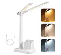 Vinabo Desk Lamp LED Table Lamp, LED Desk Lamp Eye Protection, Desk Light USB Powered, Touch, 3 Brightness, 3 Colours, Dimmable, for Study Lamp, Desk Light Children, Bedroom, Bedside Table, Office