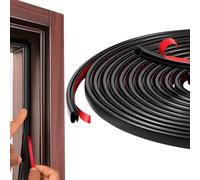 Vinabo Entry Door Seal, D Type Draught Excluder Cold Insulation, Entrance Door Seal Self-Adhesive Rubber Seal for Sound Insulation Doors, Rubber Seal (6 m, Black)
