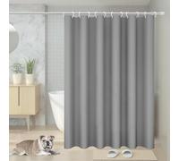 Vinabo Grey Shower Curtain, 180 x 200 cm Bathroom Curtains, Washable Shower Curtain with 12 Hooks, PEVA Fabric Curtain (Pack of 5)