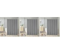 Vinabo Grey Shower Curtain, 180 x 200 cm Bathroom Curtains, Washable Shower Curtain with 12 Hooks, PEVA Fabric Curtain (Pack of 3)