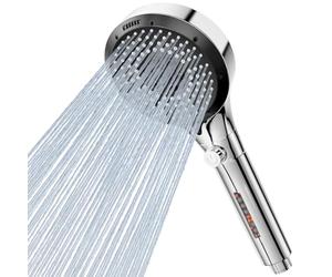 Vinabo Hard Water Filter Shower Head, High Pressure Shower Heads with 6 Modes, Water Saving Shower Head with Pause Switch for Residual Chlorine Remove (Silver/Chrome)