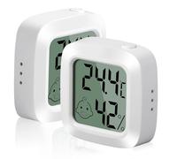 Vinabo Pack of 2 Room Thermometers, Thermometers, Thermo-Hygrometer with High Accuracy, Digital Hygrometer Indoor, Mini Digital Temperature Meter, Moisture Meter, for Baby Room, Living Room, Office