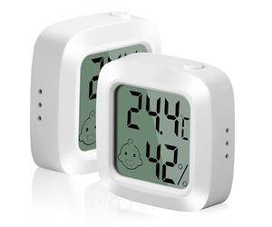 Vinabo Pack of 2 Room Thermometers, Thermometers, Thermo-Hygrometer with High Accuracy, Digital Hygrometer Indoor, Mini Digital Temperature Meter, Moisture Meter, for Baby Room, Living Room, Office