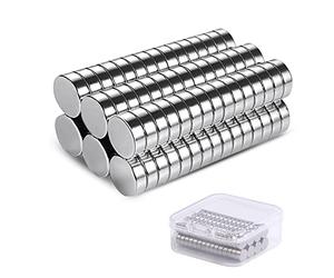 Vinabo Pack of 60 Neodymium Magnets, Small Round 6 x 3 mm, for DIY Craft Office Notice Board, Magnetic Board, Fridge, Cone Magnets, Music Magnets, Nickel-Plated Steel Magnets, Silver