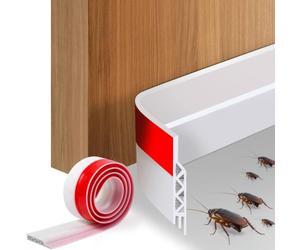 Vinabo Paraspifferi Sottoporta Rubber Door Seal Self Adhesive Draught Excluder Bottom Soundproofing Dustproof Shockproof Door Seal (100cm x 5cm, White)