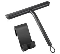 Vinabo Silicone Shower Squeegee for Shower Doors Cleaner with Hook,Black Squeegee for Shower for Kitchen,Mirror,Car,Window and Glass Cleaning