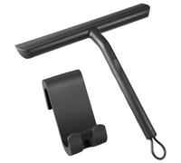 Vinabo Silicone Shower Squeegee, Black Window Scraper with Hook, Multi-Use