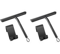 Vinabo Silicone Squeegee Shower Cleaner with Hook, Black Shower Scraper for Bathroom, Kitchen, Car, Window and Glass Cleaning (Pack of 2)