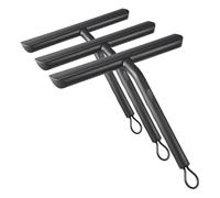 Vinabo Silicone Squeegee Shower Cleaner with Hook, Black Shower Scraper for Bathroom, Kitchen, Car, Window and Glass Cleaning (Pack of 3)