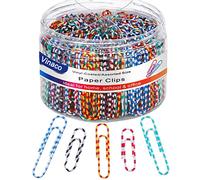 Vinaco Coloured Paper Clips Assored Size 400 Pack, Paper Clips Medium 33mm & Large Paper Clips 50mm, Durable & Rustproof Paper Clip, Vinyl Coated Paperclips for Office School Home (Striped)