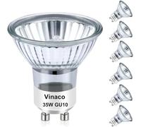 Vinaco GU10 Halogen Bulb 35W, 6 Pack Spotlight 38° Beam Angle, GU10 Bulbs Warm White 2800K Dimmable, Long Lasting 230V 35W Light for Recessed Bulbs, Track Light Bulbs