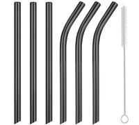 Vinaco Milkshake Straws 10mm Wide Straws, 6 Pack Stainless Steel Straws 266mm & 216mm Long Straw with 1 Straw Cleaner, Reusable Metal Straw for Milkshake, Smoothie and Jumbo Thick Drinks