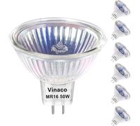 Vinaco MR16 Halogen Light Bulbs 50W 12V, 6 Pack High Output MR16 GU5.3 12V, MR 16 Dimmable Warm White 2800K, Long Lasting 12 Volt 50W Spotlight 38° Beam Angle MR 16 Bulb for Landscape, Track Lights
