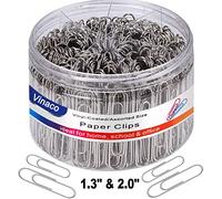 Vinaco Paper Clips Assorted Size 500 Pieces, 50mm Large & 33mm Medium, Durable and Rustproof Metal Paper Clips Great for Office, School, Personal Use